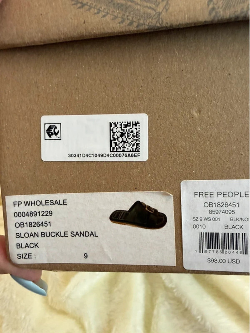 Brand New -in the box-Free People Leather -Stormy Sea- Buckle Black Sandals - Picture 2 of 6